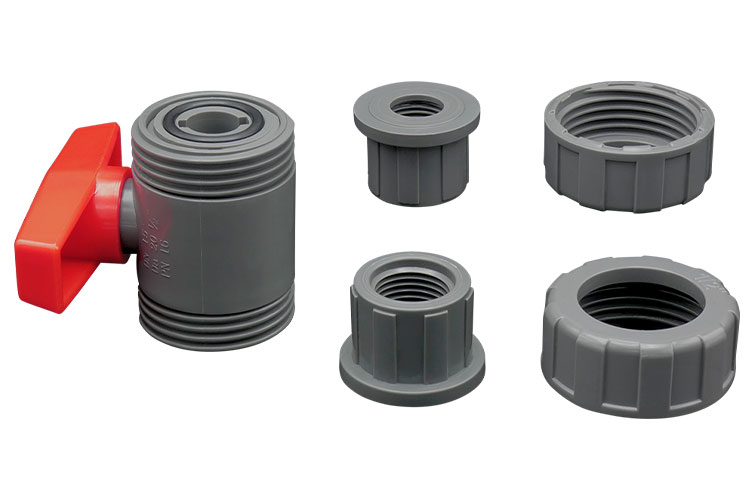 PVC 1/2"(16) BALL VALVE ﾕﾆｵﾝ ﾈｼﾞ式